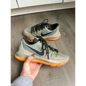 Nike KD 8 Easy Euro Light Grey Orange Lace-Up Basketball Shoes Youth Size 4.5 6W